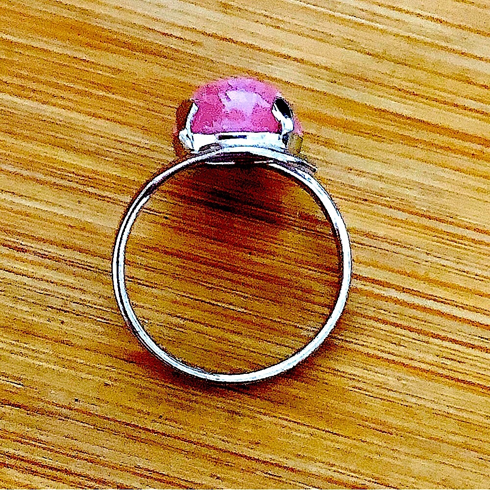 $42 Vibrant Pink Rhodochrosite Estate Ring Size 6 Hallmark Sterling - Picture 4 of 7
